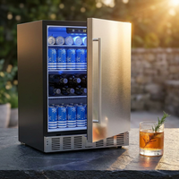 24.4 Inch Beverage Refrigerator, under Counter Freestanding Beverage Cooler 180 Can, Outdoor Fridge with Stainless Steel Door, Outdoor Refrigerator for Patio, Home, Kitchen, Bar (Silver) — Studio Shot