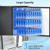 24.4 Inch Beverage Refrigerator, under Counter Freestanding Beverage Cooler 180 Can, Outdoor Fridge with Stainless Steel Door, Outdoor Refrigerator for Patio, Home, Kitchen, Bar (Silver)