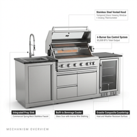 Outdoor Kitchen Island 85" 6-Burner 85000 BTU Deluxe Modular BBQ Island - Grill Islands W/Wine Cooler, Built in Combo outside Island + Rotisserie & Granite Top Outdoor Grill — How It Works