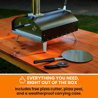 16 Inch Outdoor Pizza Oven – Portable Outdoor Pizza Maker for Backyard, Camping, or Tailgating – Stainless Steel Multi-Fuel Oven with Pizza Stone & Accessories