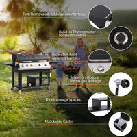 5-Burner Propane Gas Grill and Griddle Combo, Dual Zone Outdoor BBQ | 2026 New Update, 54,000 BTU, 627 SQ.IN., Stainless Steel & Porcelain Cast Iron