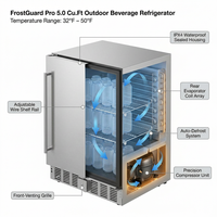 24 Inch Outdoor Beverage Fridge, 5.0 Cu.Ft Beverage Refrigerator Holds 166 Cans, 32-50°F Drink Cooler with IPX4 Waterproof Design, Auto-Defrost, Build-In or Freestanding for Patio & Backyard — How It Works