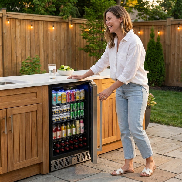 Outdoor Beverage Refrigerator Built for Patio Use, 5.0 Cu Ft Capacity, IPX4 Waterproof, Holds 166 Cans