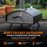 16 Inch Outdoor Pizza Oven – Portable Outdoor Pizza Maker for Backyard, Camping, or Tailgating – Stainless Steel Multi-Fuel Oven with Pizza Stone & Accessories