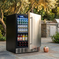24 Inch Outdoor Beverage Fridge, 5.0 Cu.Ft Beverage Refrigerator Holds 166 Cans, 32-50°F Drink Cooler with IPX4 Waterproof Design, Auto-Defrost, Build-In or Freestanding for Patio & Backyard — Studio Shot