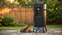 Propane Smoker with Cover, Vertical Meat Gas Smoker Grill Outdoor Heavy Duty 3 Removable Smoking Racks, Black — Lifestyle