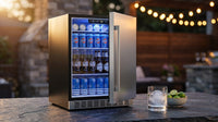 24.4 Inch Beverage Refrigerator, under Counter Freestanding Beverage Cooler 180 Can, Outdoor Fridge with Stainless Steel Door, Outdoor Refrigerator for Patio, Home, Kitchen, Bar (Silver) — Lifestyle