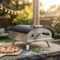 16 Inch Outdoor Pizza Oven – Portable Outdoor Pizza Maker for Backyard, Camping, or Tailgating – Stainless Steel Multi-Fuel Oven with Pizza Stone & Accessories — Studio Shot