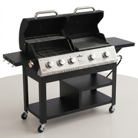 5-Burner Propane Gas Grill and Griddle Combo, Dual Zone Outdoor BBQ | 2026 New Update, 54,000 BTU, 627 SQ.IN., Stainless Steel & Porcelain Cast Iron — Studio Shot