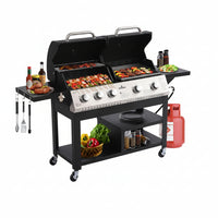 5-Burner Propane Gas Grill and Griddle Combo, Dual Zone Outdoor BBQ | 2026 New Update, 54,000 BTU, 627 SQ.IN., Stainless Steel & Porcelain Cast Iron