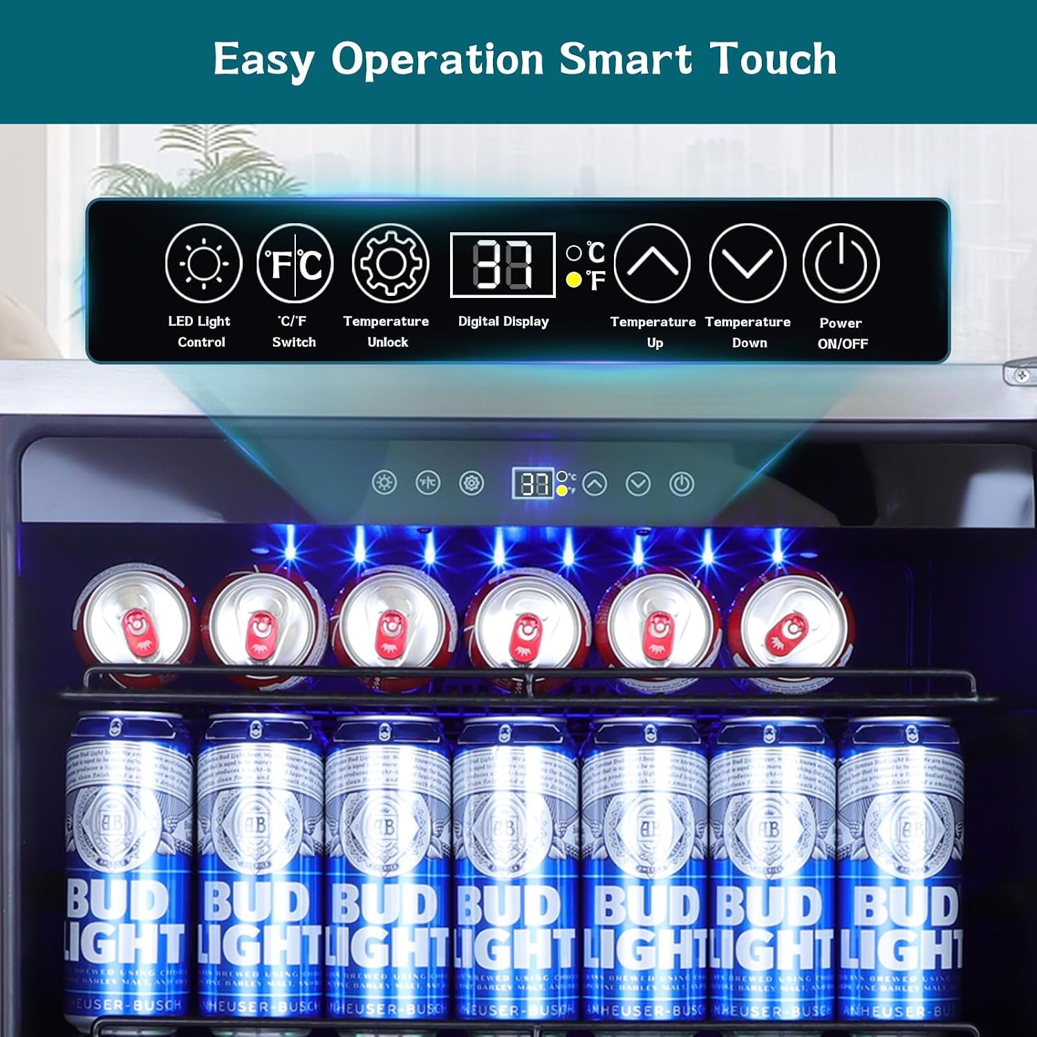 24" Outdoor Beverage Cooler Fridge - Undercounter Refrigerator, Stainless Steel Seamless Door - Holds 180 Cans, Powerful Cooling Compressor - Patio Kitchen, Commercial Use