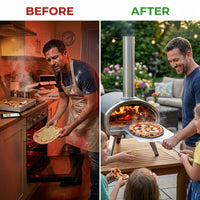 16 Inch Outdoor Pizza Oven – Portable Outdoor Pizza Maker for Backyard, Camping, or Tailgating – Stainless Steel Multi-Fuel Oven with Pizza Stone & Accessories — Before & After