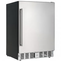 24 Inch Outdoor Beverage Fridge, 5.0 Cu.Ft Beverage Refrigerator Holds 166 Cans, 32-50°F Drink Cooler with IPX4 Waterproof Design, Auto-Defrost, Build-In or Freestanding for Patio & Backyard
