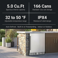 24 Inch Outdoor Beverage Fridge, 5.0 Cu.Ft Beverage Refrigerator Holds 166 Cans, 32-50°F Drink Cooler with IPX4 Waterproof Design, Auto-Defrost, Build-In or Freestanding for Patio & Backyard — Results & Stats