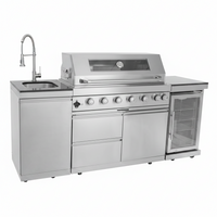 Outdoor Kitchen Island Built for Large-Scale Entertaining, 6-Burner 85000 BTU, Wine Cooler, Granite Top