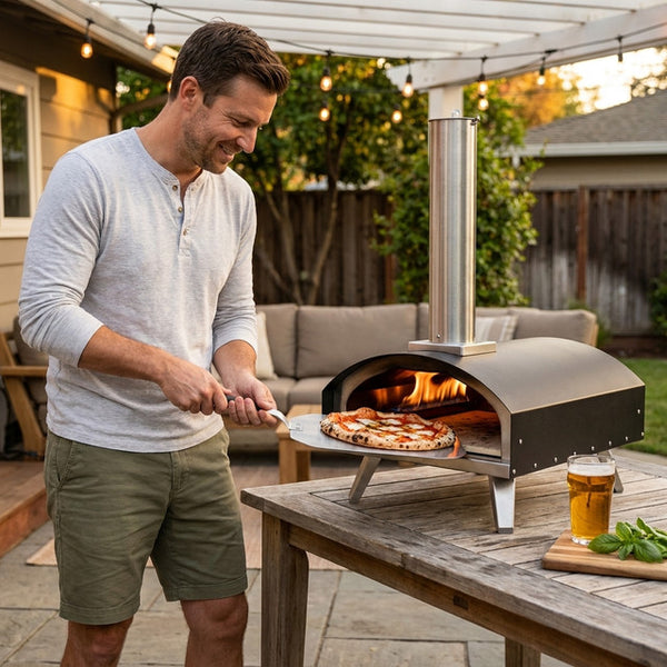 Outdoor Pizza Oven Engineered for Fast Cooking, 16 Inch Capacity, Stainless Steel Multi-Fuel, Pizza Stone